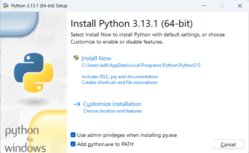 Install Python 3 di Windows 10, Python Installer